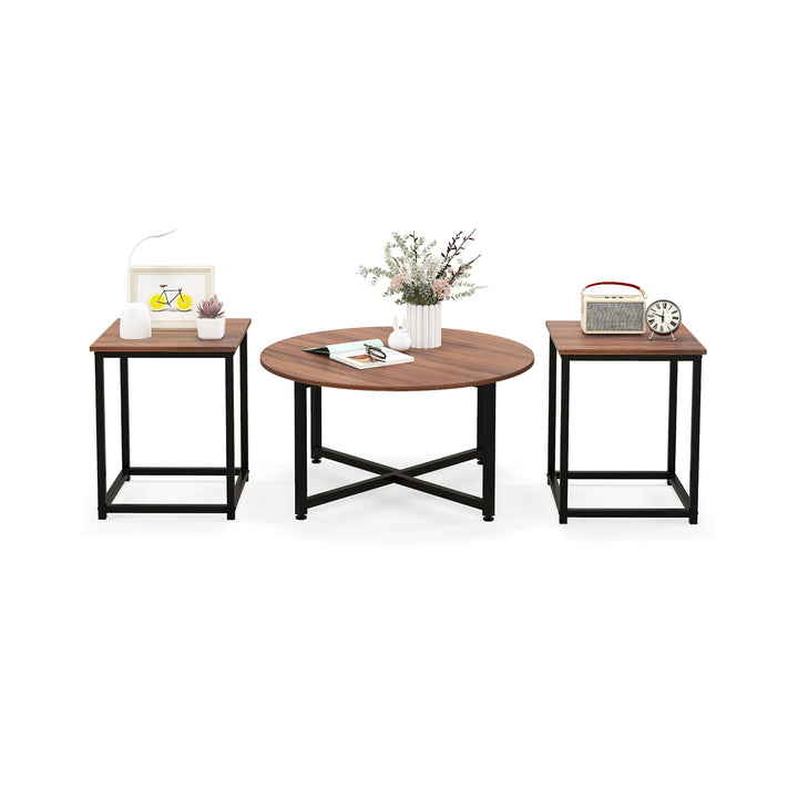 3 Piece Coffee Table Set with Heavy duty Metal Frame