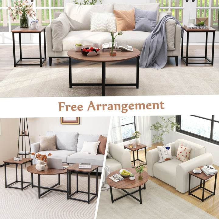 3 Piece Coffee Table Set with Heavy duty Metal Frame