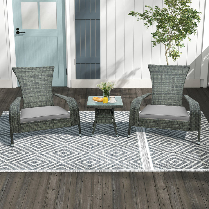 3-Piece Oversized Wicker Adirondack Set with Comfy Seat Cushions - TidySpaces