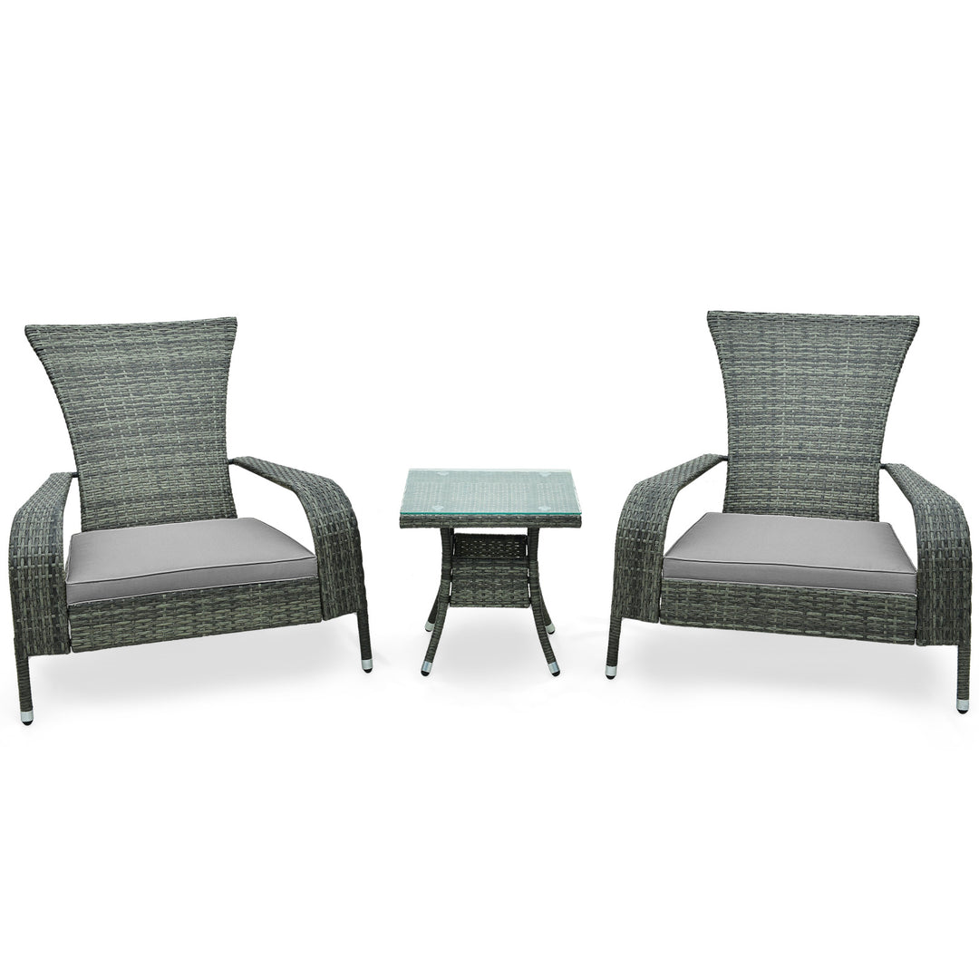 3-Piece Oversized Wicker Adirondack Set with Comfy Seat Cushions - TidySpaces