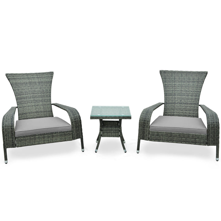 3-Piece Oversized Wicker Adirondack Set with Comfy Seat Cushions - TidySpaces