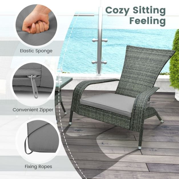 3-Piece Oversized Wicker Adirondack Set with Comfy Seat Cushions - TidySpaces