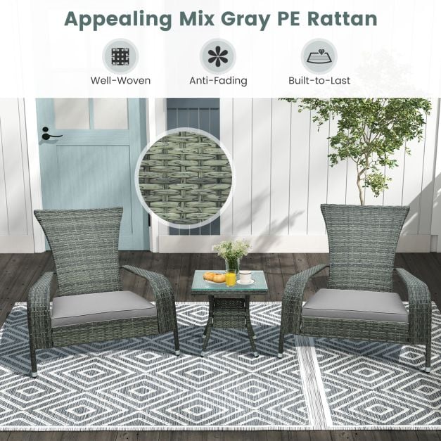 3-Piece Oversized Wicker Adirondack Set with Comfy Seat Cushions - TidySpaces