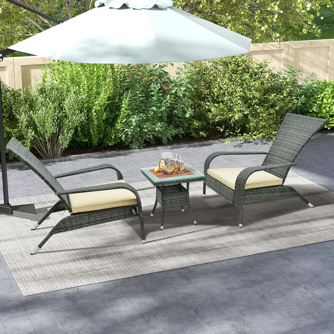 3-Piece Oversized Wicker Adirondack Set with Comfy Seat Cushions - TidySpaces