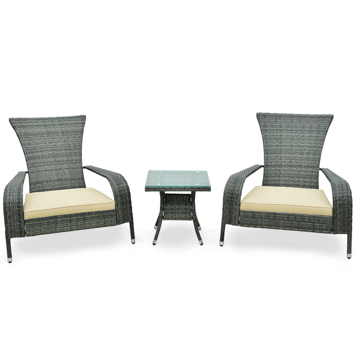 3-Piece Oversized Wicker Adirondack Set with Comfy Seat Cushions - TidySpaces