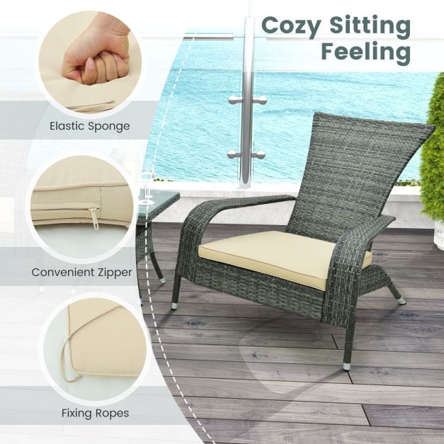 3-Piece Oversized Wicker Adirondack Set with Comfy Seat Cushions - TidySpaces