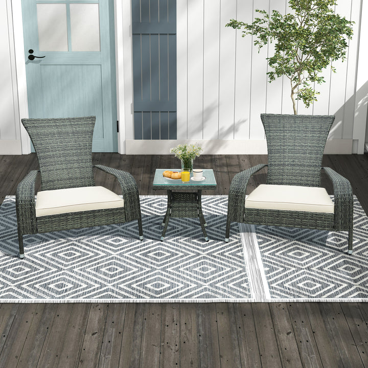 3-Piece Oversized Wicker Adirondack Set with Comfy Seat Cushions - TidySpaces