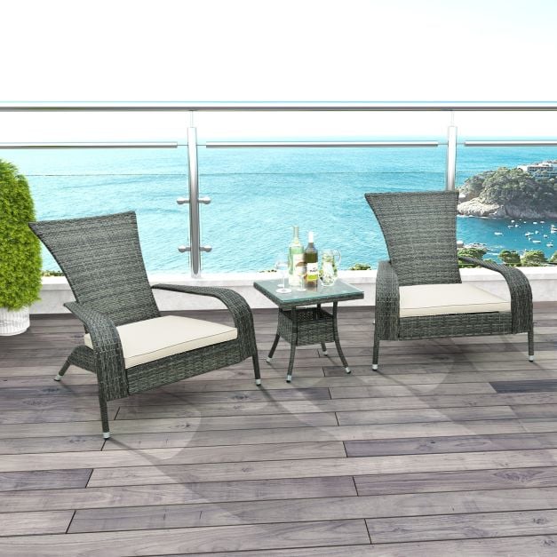 3-Piece Oversized Wicker Adirondack Set with Comfy Seat Cushions - TidySpaces