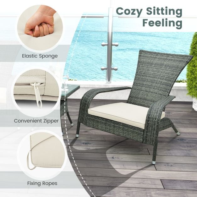 3-Piece Oversized Wicker Adirondack Set with Comfy Seat Cushions - TidySpaces