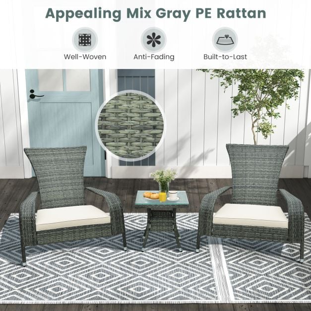 3-Piece Oversized Wicker Adirondack Set with Comfy Seat Cushions - TidySpaces