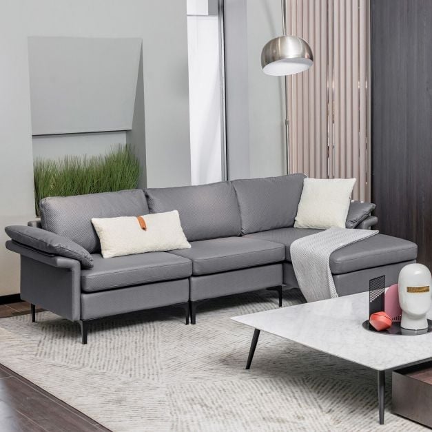 L shaped 3 Seat Upholstered Sectional Sofa - TidySpaces