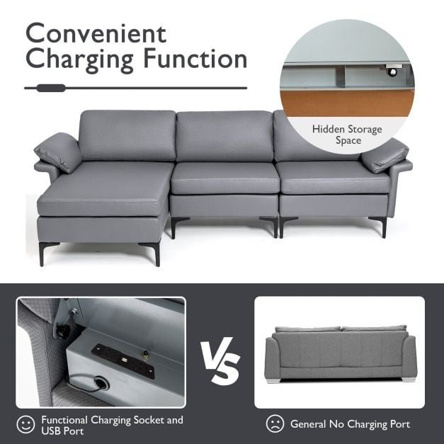 L shaped 3 Seat Upholstered Sectional Sofa - TidySpaces