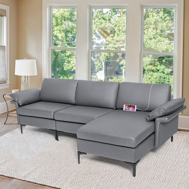 L shaped 3 Seat Upholstered Sectional Sofa - TidySpaces