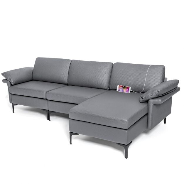 L shaped 3 Seat Upholstered Sectional Sofa - TidySpaces