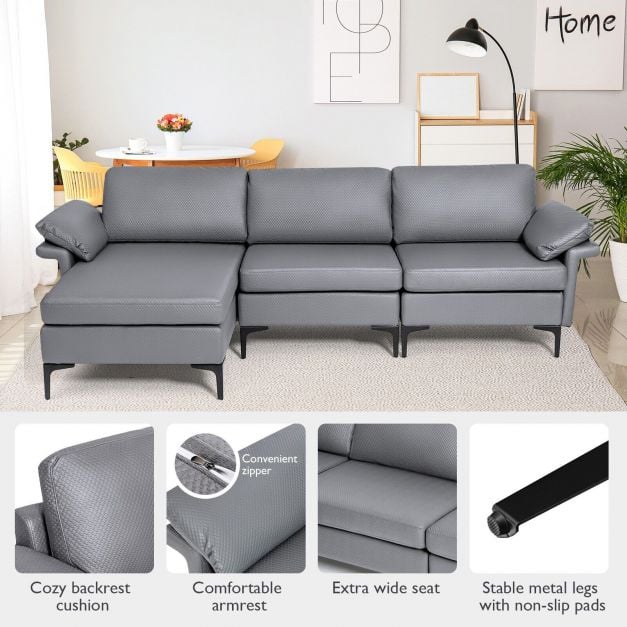 L shaped 3 Seat Upholstered Sectional Sofa - TidySpaces
