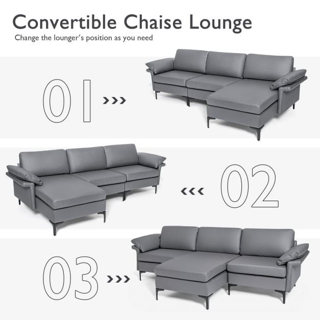 L shaped 3 Seat Upholstered Sectional Sofa - TidySpaces