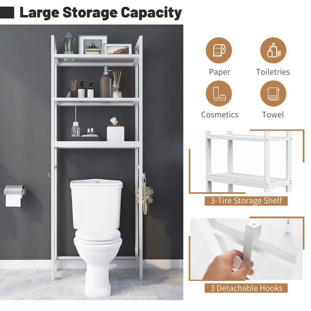 Over-The-Toilet Storage Shelf with Anti-tipping Device and Hooks - TidySpaces