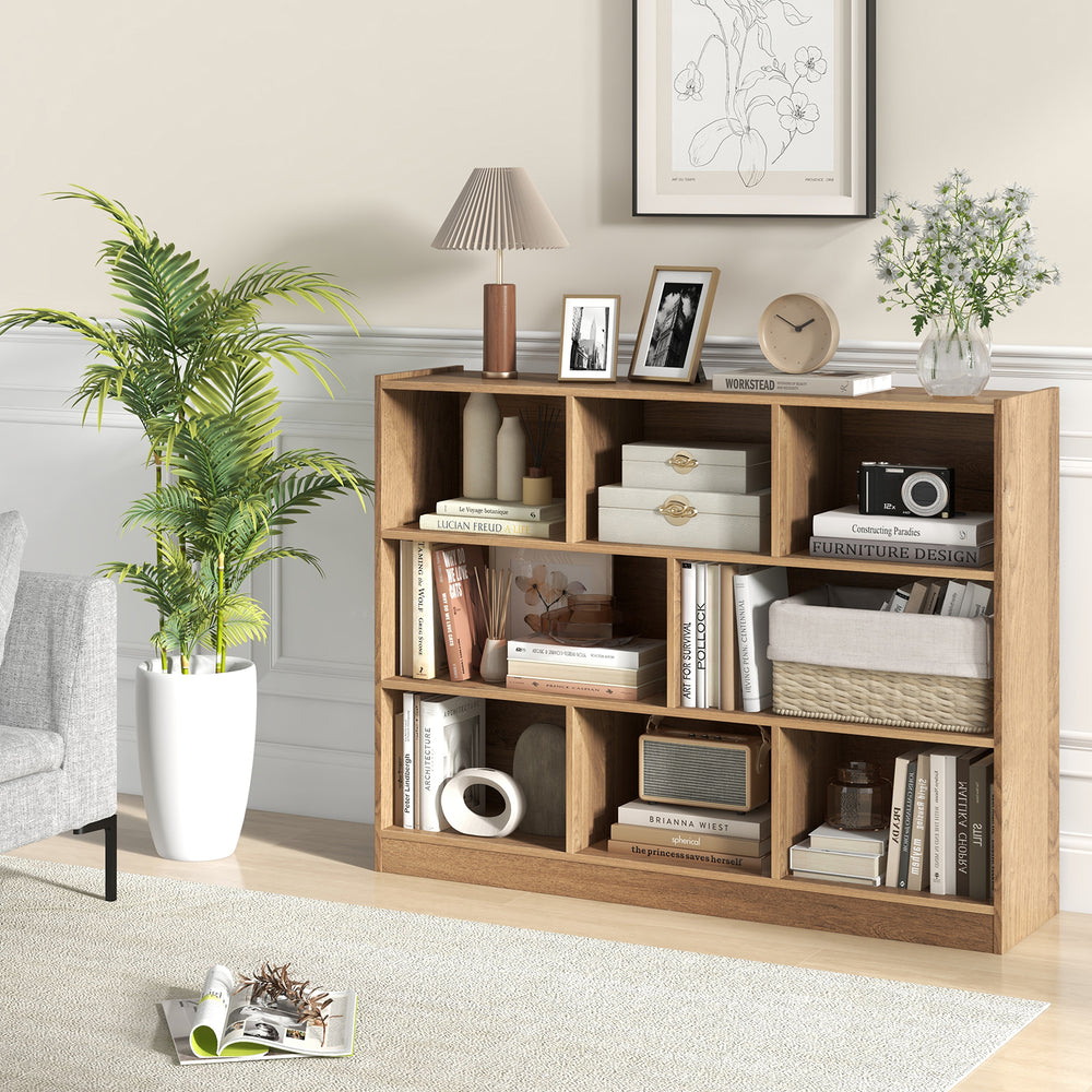 3-Tier Open Bookcase 8 Cube Floor Standing Storage Shelves Display Cabinet - TidySpaces