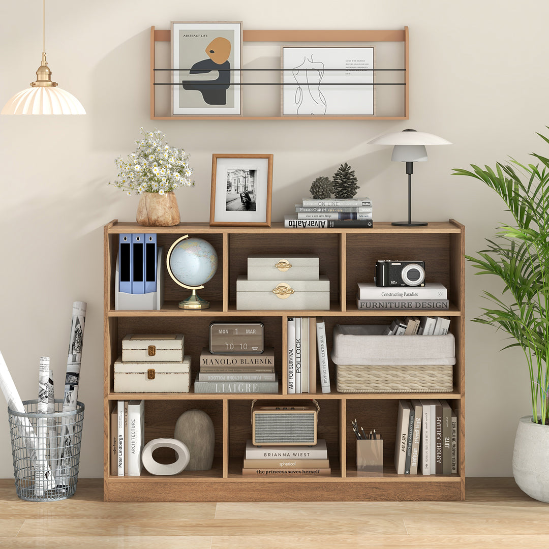 3-Tier Open Bookcase 8 Cube Floor Standing Storage Shelves Display Cabinet - TidySpaces