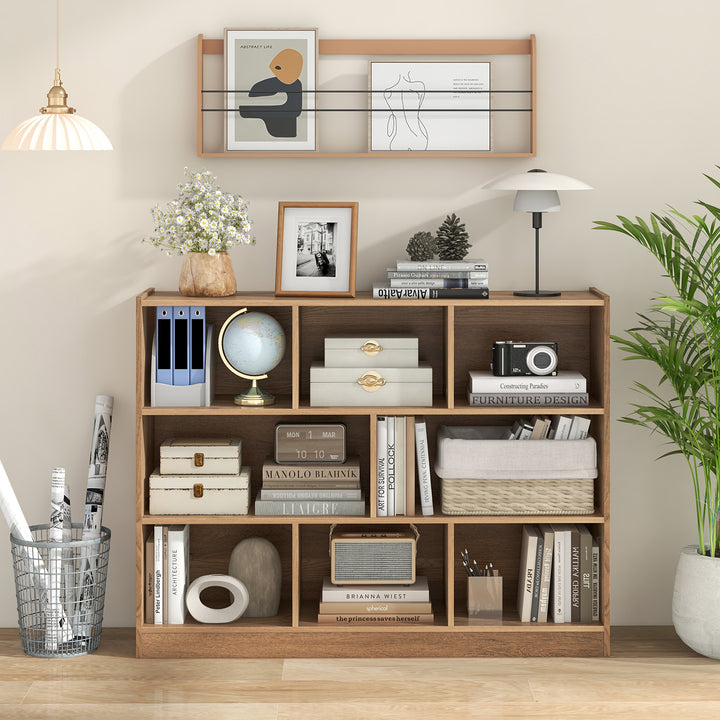3-Tier Open Bookcase 8 Cube Floor Standing Storage Shelves Display Cabinet - TidySpaces