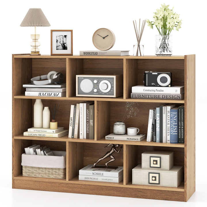 3-Tier Open Bookcase 8 Cube Floor Standing Storage Shelves Display Cabinet - TidySpaces