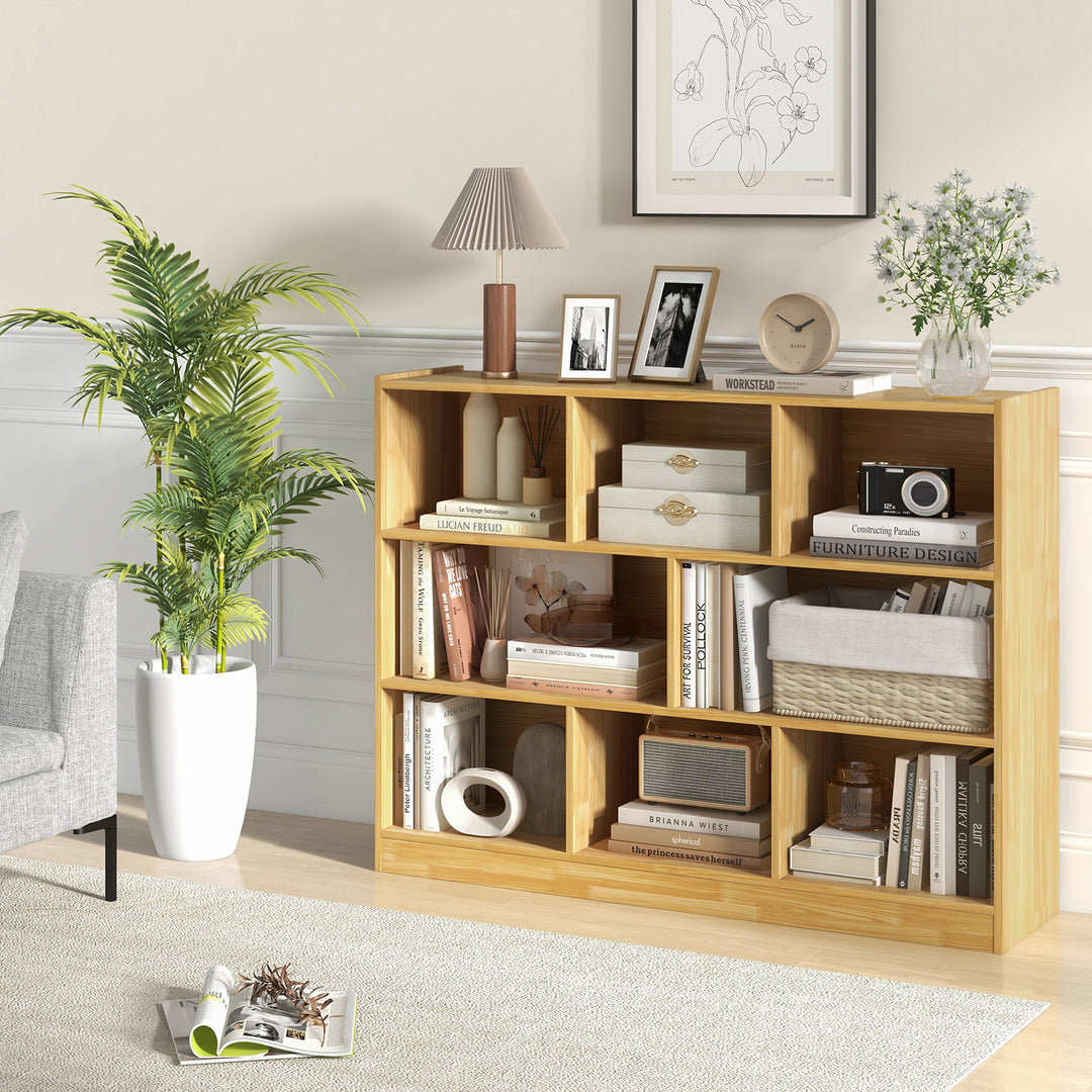 3-Tier Open Bookcase 8 Cube Floor Standing Storage Shelves Display Cabinet - TidySpaces