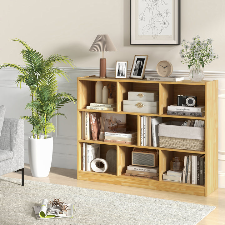 3-Tier Open Bookcase 8 Cube Floor Standing Storage Shelves Display Cabinet - TidySpaces