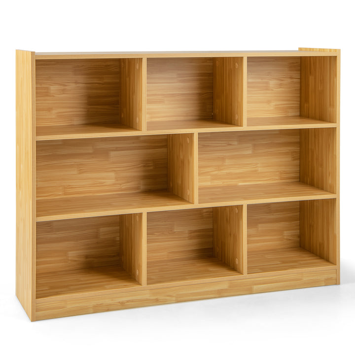 3-Tier Open Bookcase 8 Cube Floor Standing Storage Shelves Display Cabinet Yellow - TidySpaces