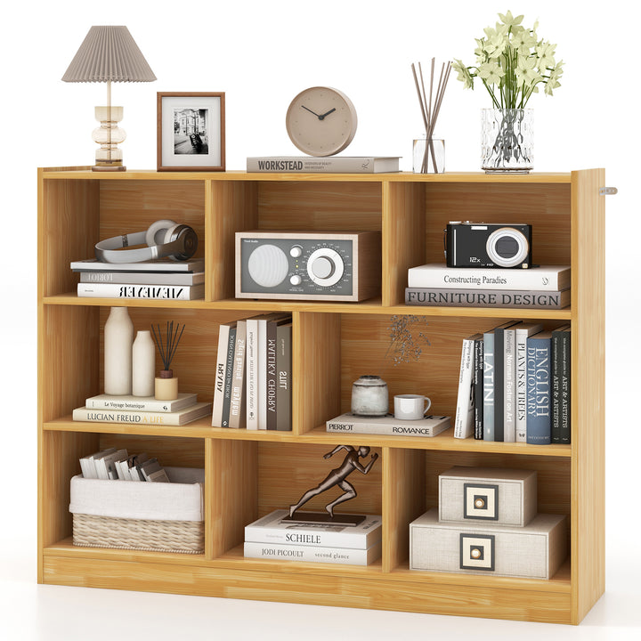 3-Tier Open Bookcase 8 Cube Floor Standing Storage Shelves Display Cabinet - TidySpaces