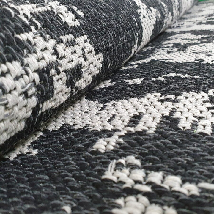 Cotton Rug Grey Black Abstract - TidySpaces