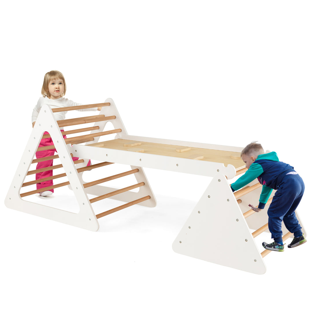 3 in 1 Climbing Toy Set with 2 Triangle Ladders and Double Sided Ramp