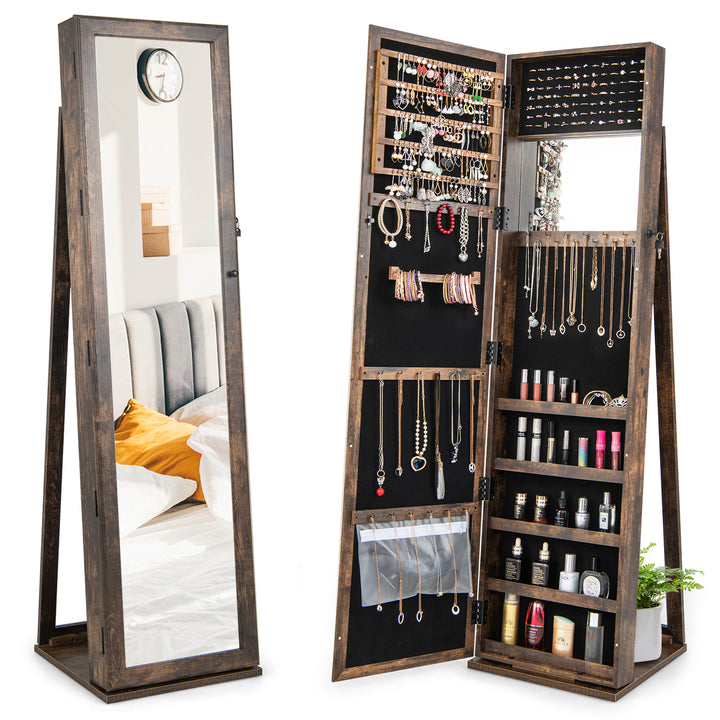 3 in 1 Mirrored Jewelry Armoire with Display Shelves - TidySpaces