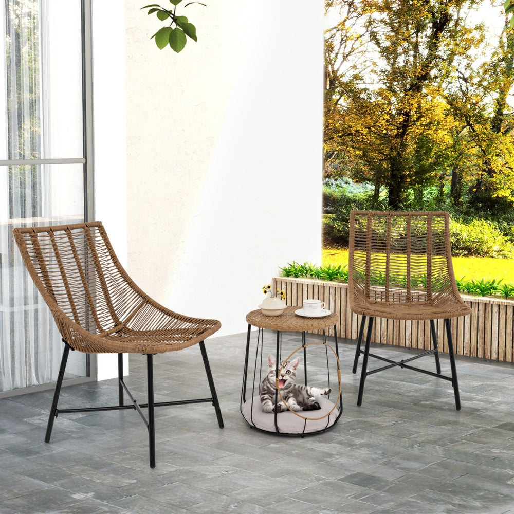 3 Piece Outdoor Furniture Set with Pet House-Light Brown - TidySpaces