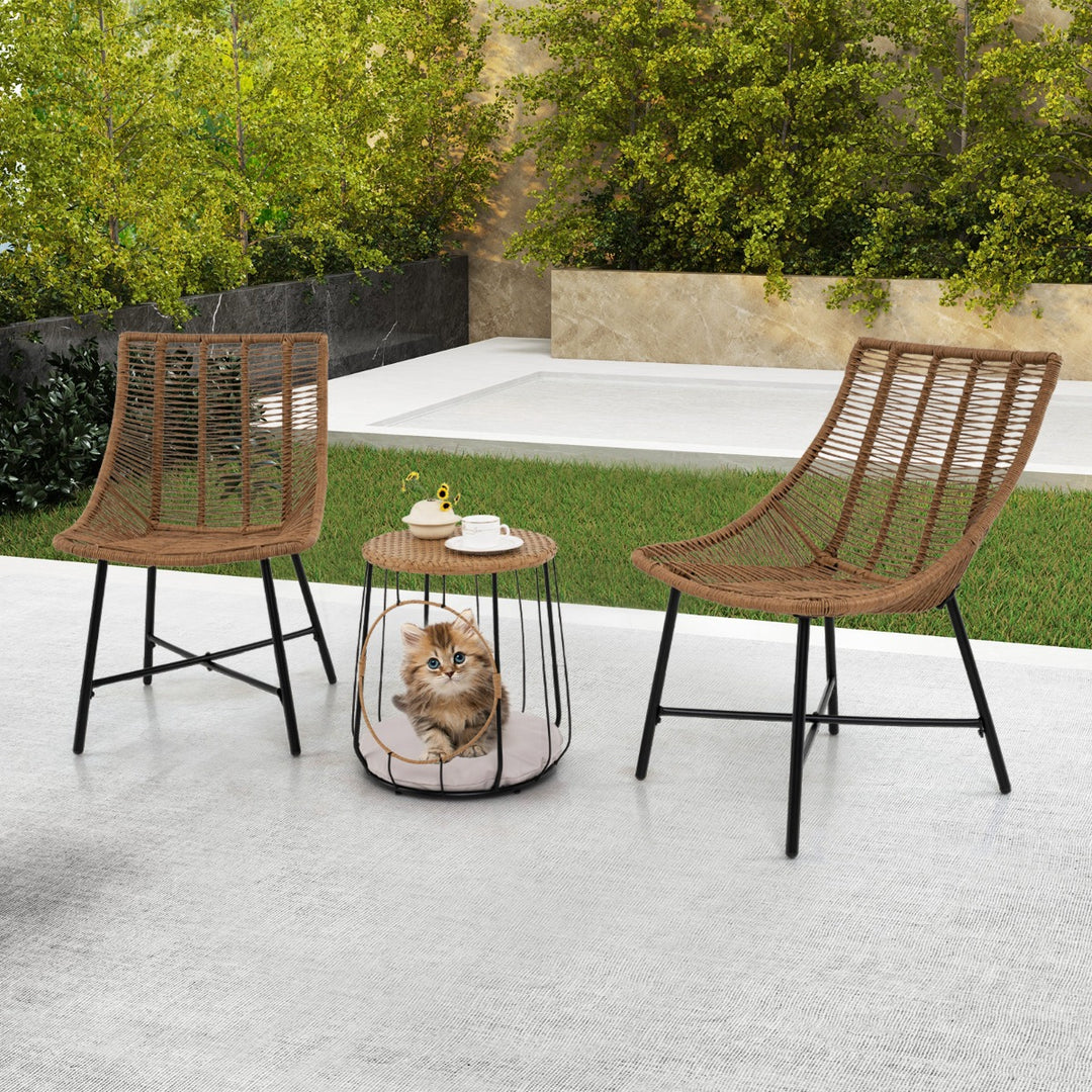 3 Piece Outdoor Furniture Set with Pet House-Light Brown - TidySpaces