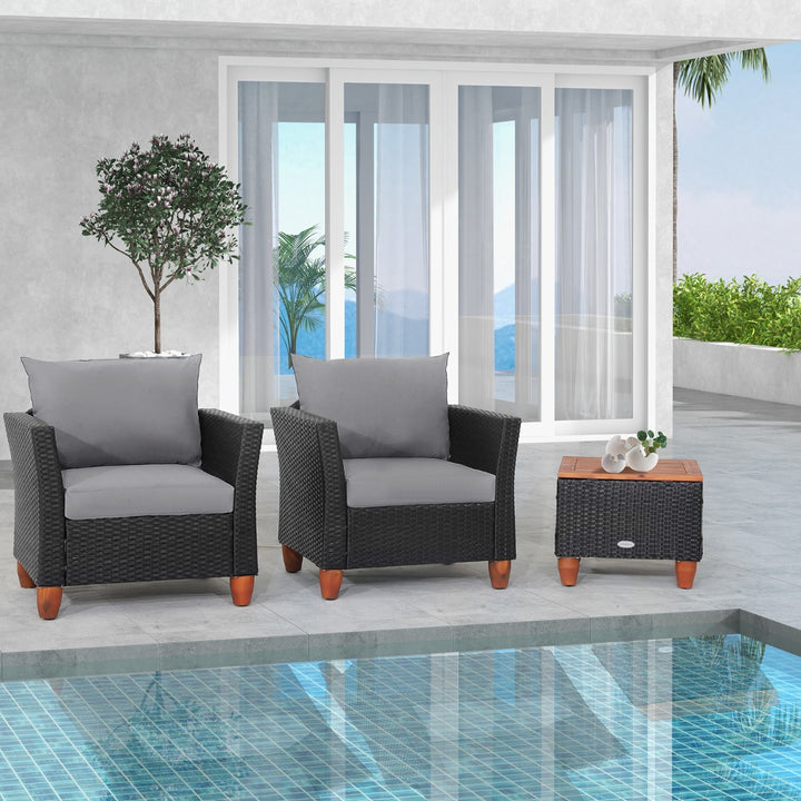 3 Pieces Patio Porch Furniture Set with Cushions and Storage Table - TidySpaces