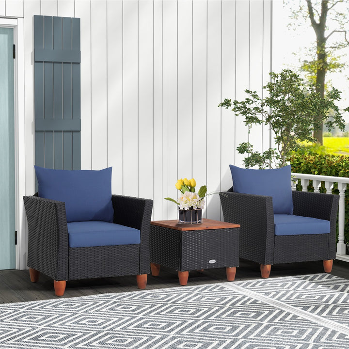 3 Pieces Patio Porch Furniture Set with Cushions and Storage Table - TidySpaces