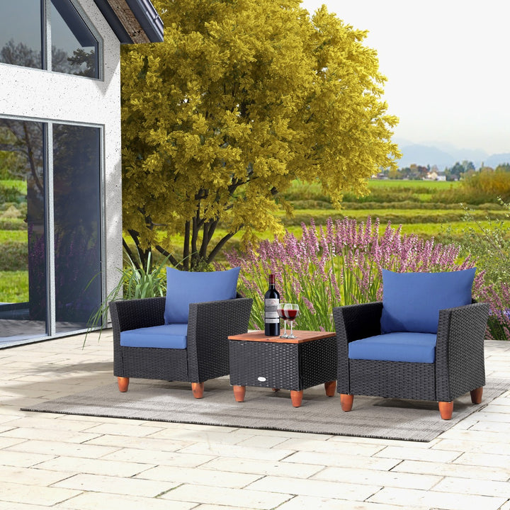 3 Pieces Patio Porch Furniture Set with Cushions and Storage Table - TidySpaces