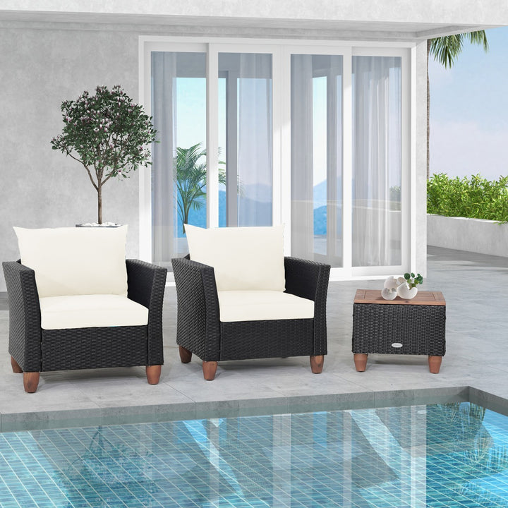 3 Pieces Patio Porch Furniture Set with Cushions and Storage Table - TidySpaces
