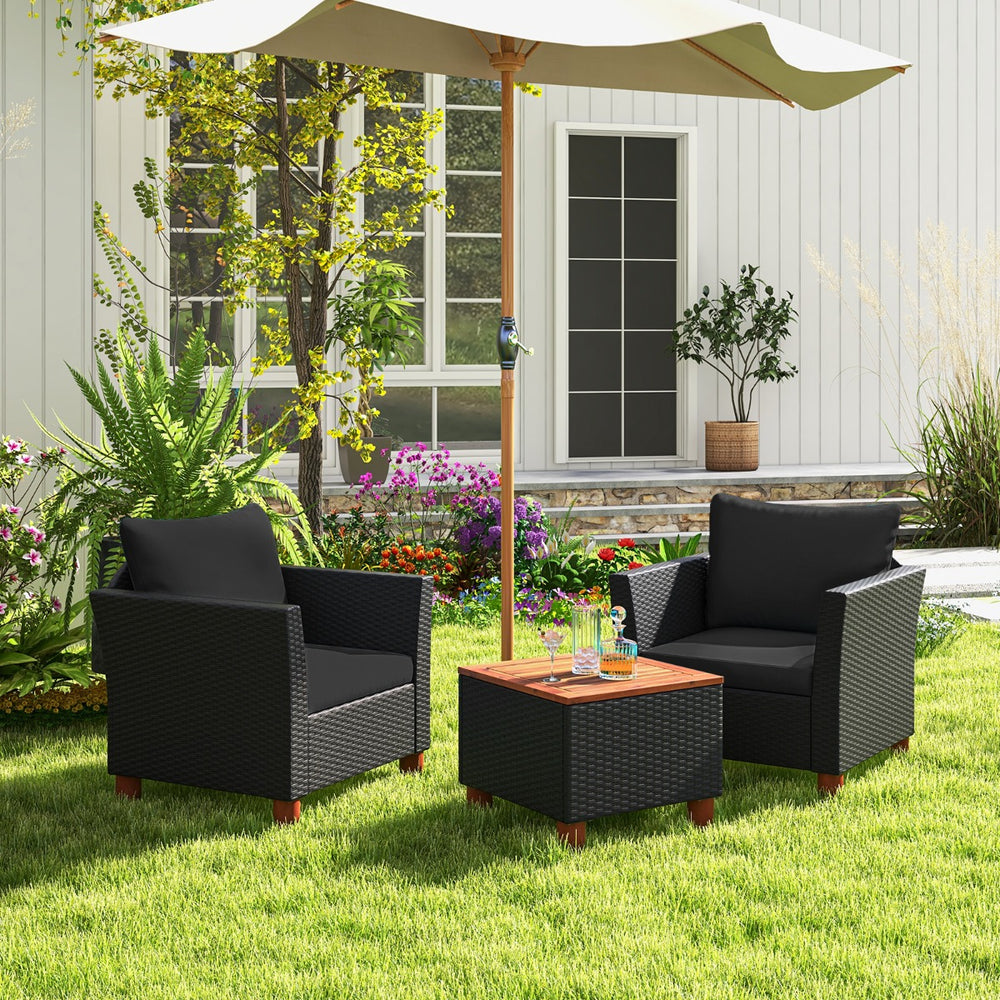 3 Pieces Patio Porch Furniture Set with Cushions and Storage Table - TidySpaces