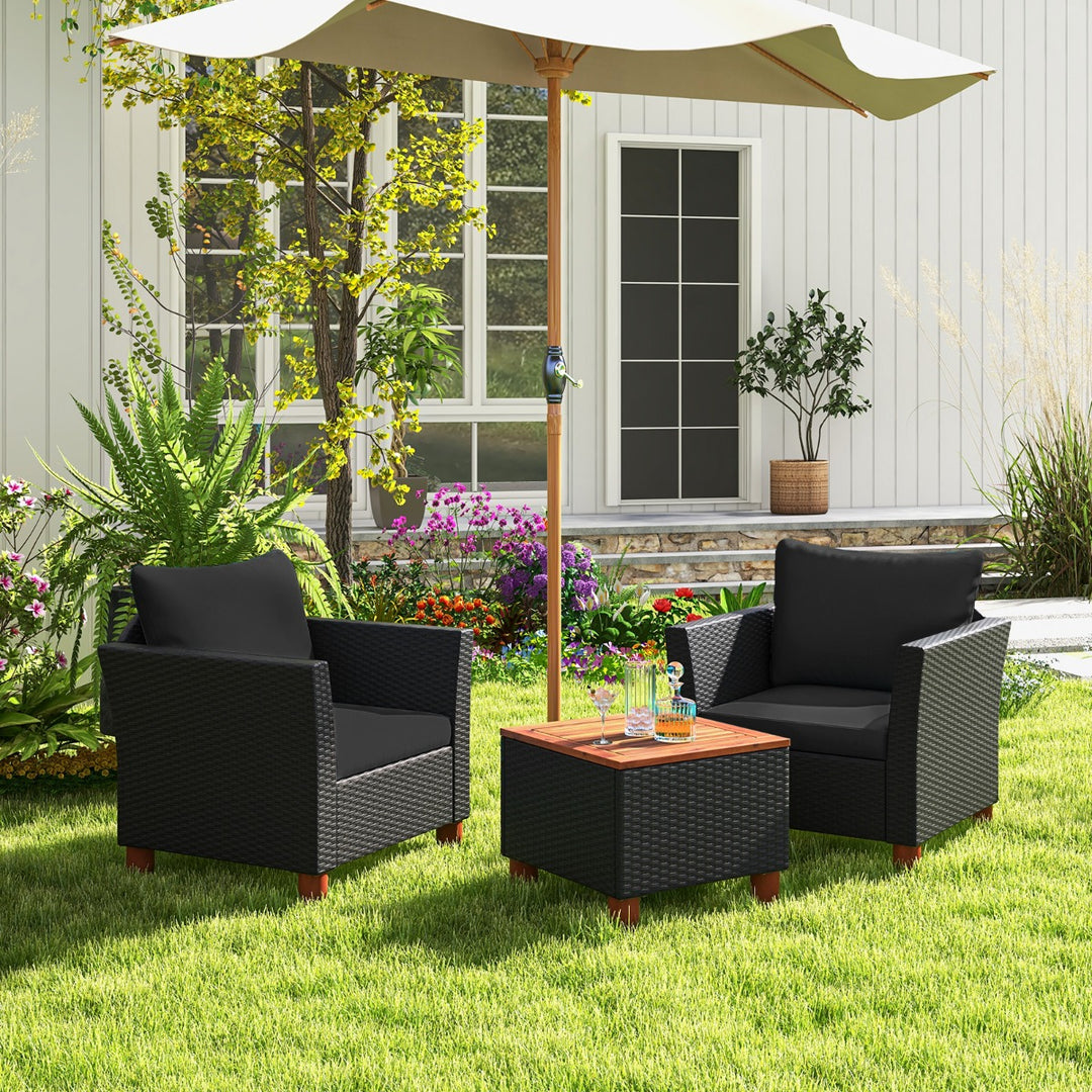3 Pieces Patio Porch Furniture Set with Cushions and Storage Table - TidySpaces