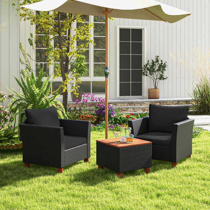 3 Pieces Patio Porch Furniture Set with Cushions and Storage Table - TidySpaces