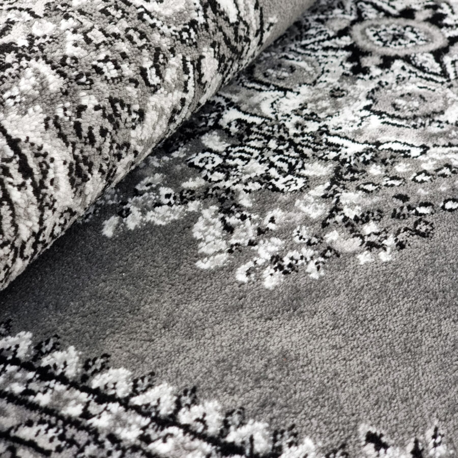 Grey Black Traditional Rug Vintage Oriental Style - TidySpaces