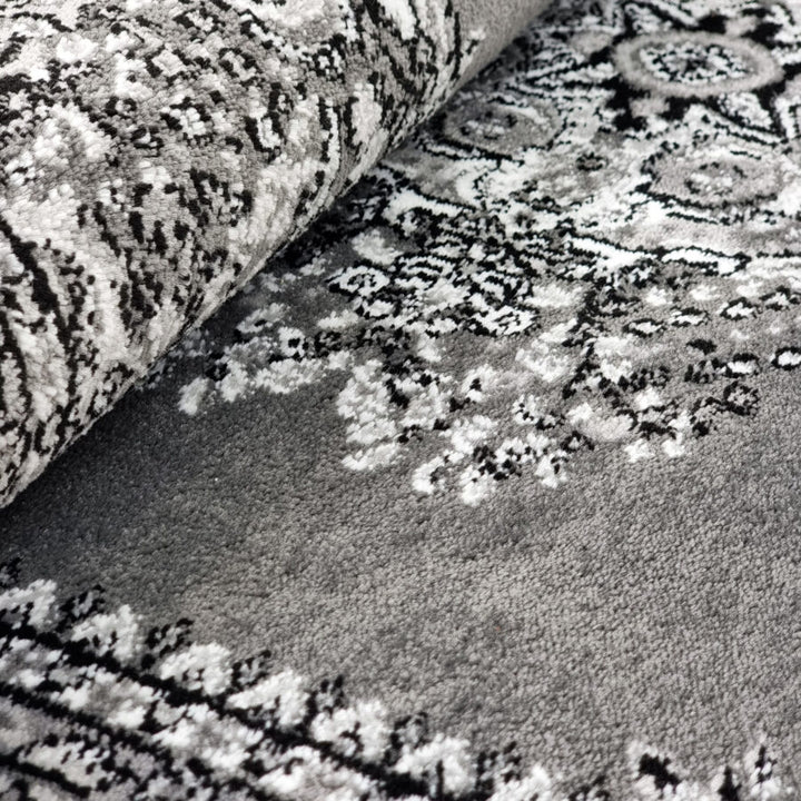 Grey Black Traditional Rug Vintage Oriental Style - TidySpaces