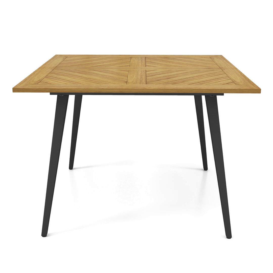 4-Person Acacia Wood Patio Table with Metal Legs