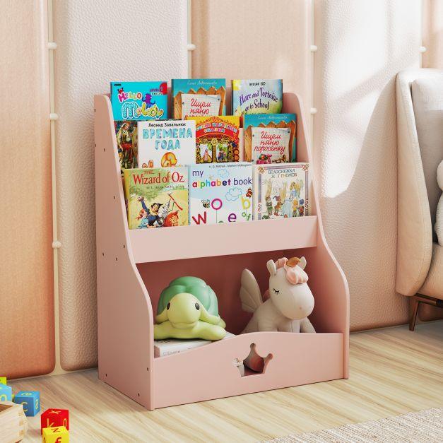 4-Tier Wooden Kids Bookshelf Bookcase Toy Storage Organizer - TidySpaces