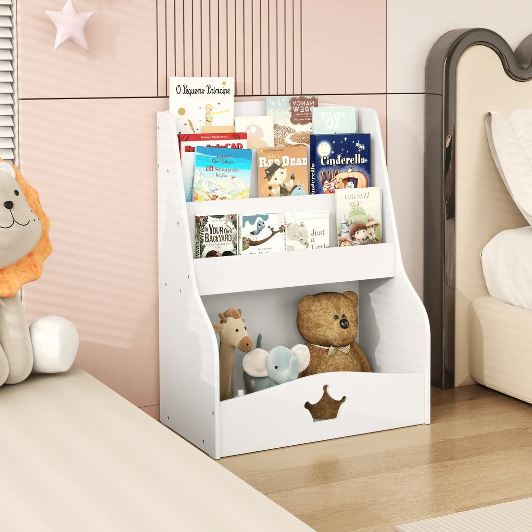 4-Tier Wooden Kids Bookshelf Bookcase Toy Storage Organizer - TidySpaces
