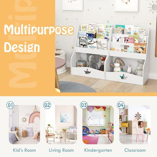 4-Tier Wooden Kids Bookshelf Bookcase Toy Storage Organizer - TidySpaces