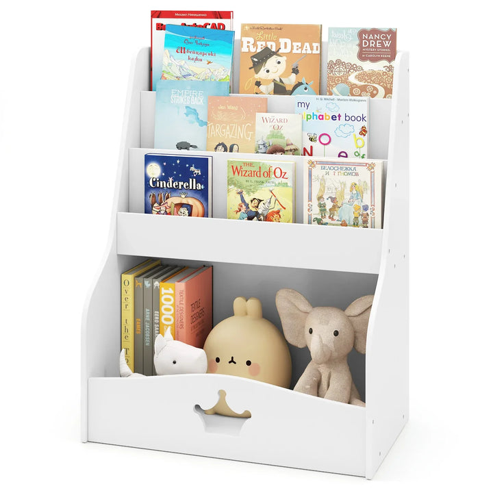 4-Tier Wooden Kids Bookshelf Bookcase Toy Storage Organizer - TidySpaces