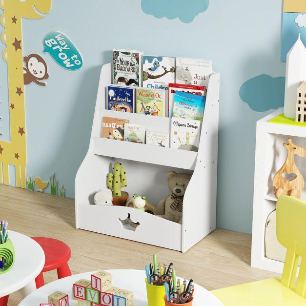4-Tier Wooden Kids Bookshelf Bookcase Toy Storage Organizer - TidySpaces