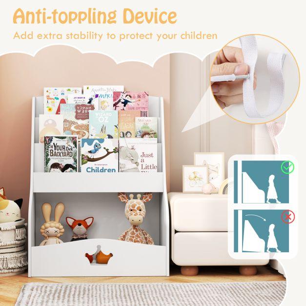 4-Tier Wooden Kids Bookshelf Bookcase Toy Storage Organizer - TidySpaces